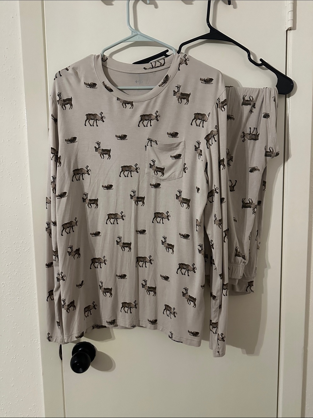 Kyte BABY Neutral Deer Print Pajama Set - Light Beige